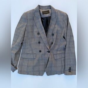 Banana Republic Gray Glen Plaid Double-Breasted Blazer